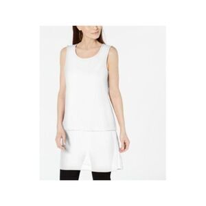 NWT ALFANI Womens White Sleeveless Jewel Neck Top Size: M